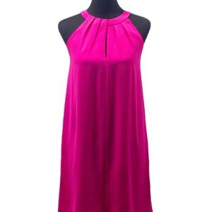 BCBGMaxAzria Tristyn Pleated Halter Shift Dress in Fuchsia